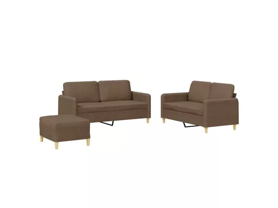 Ensemble de canapés 3 pcs avec coussins Marron Tissu