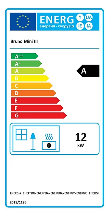Poêle à bois en acier Bruno Mini III noir en acier 12kW 100m²