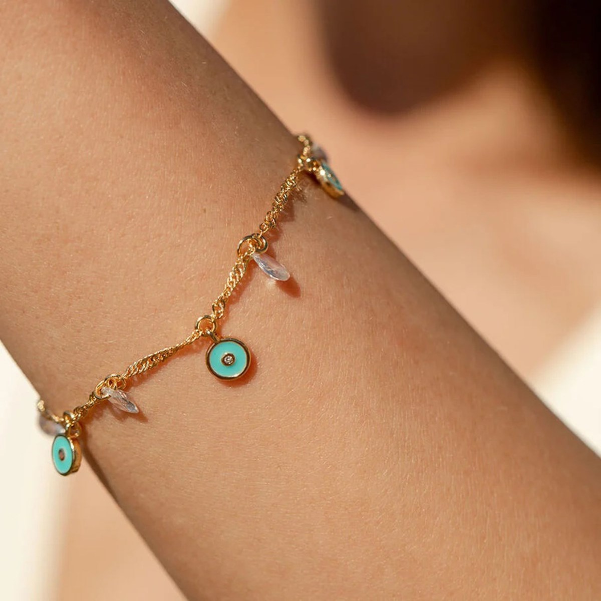 Bracelet Agatha pampilles oeils turcs oxydescollection Cyclades