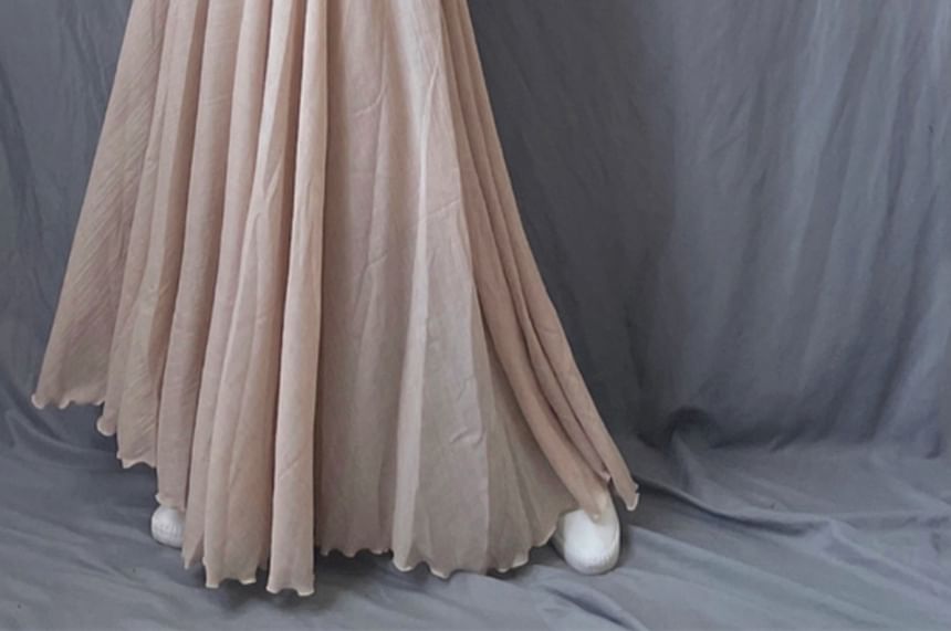 Taragon - Hoge taille effen maxi A-lijn rok