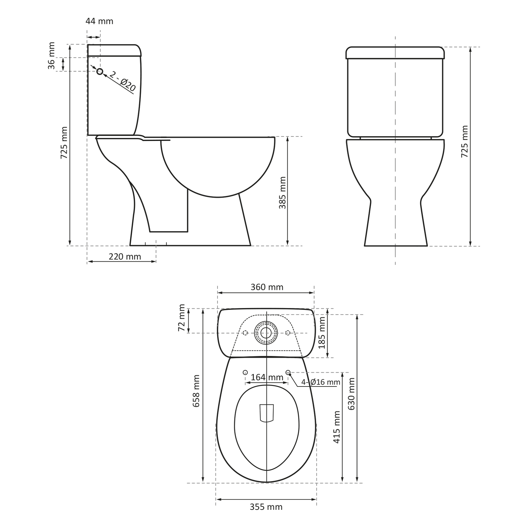 Differnz staand toilet duoblok AO wit