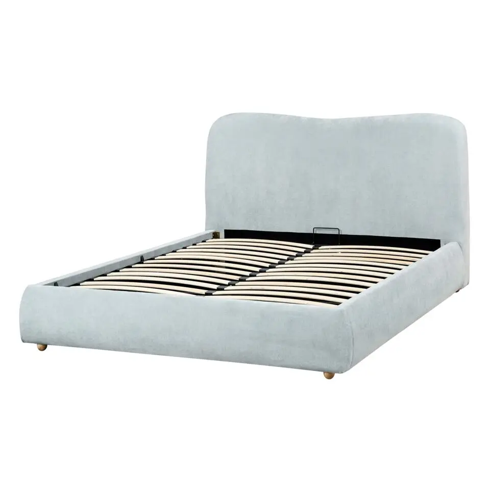 BLAGNAC - Tweepersoonsbed - Lichtblauw - 140 x 200 cm - Stof