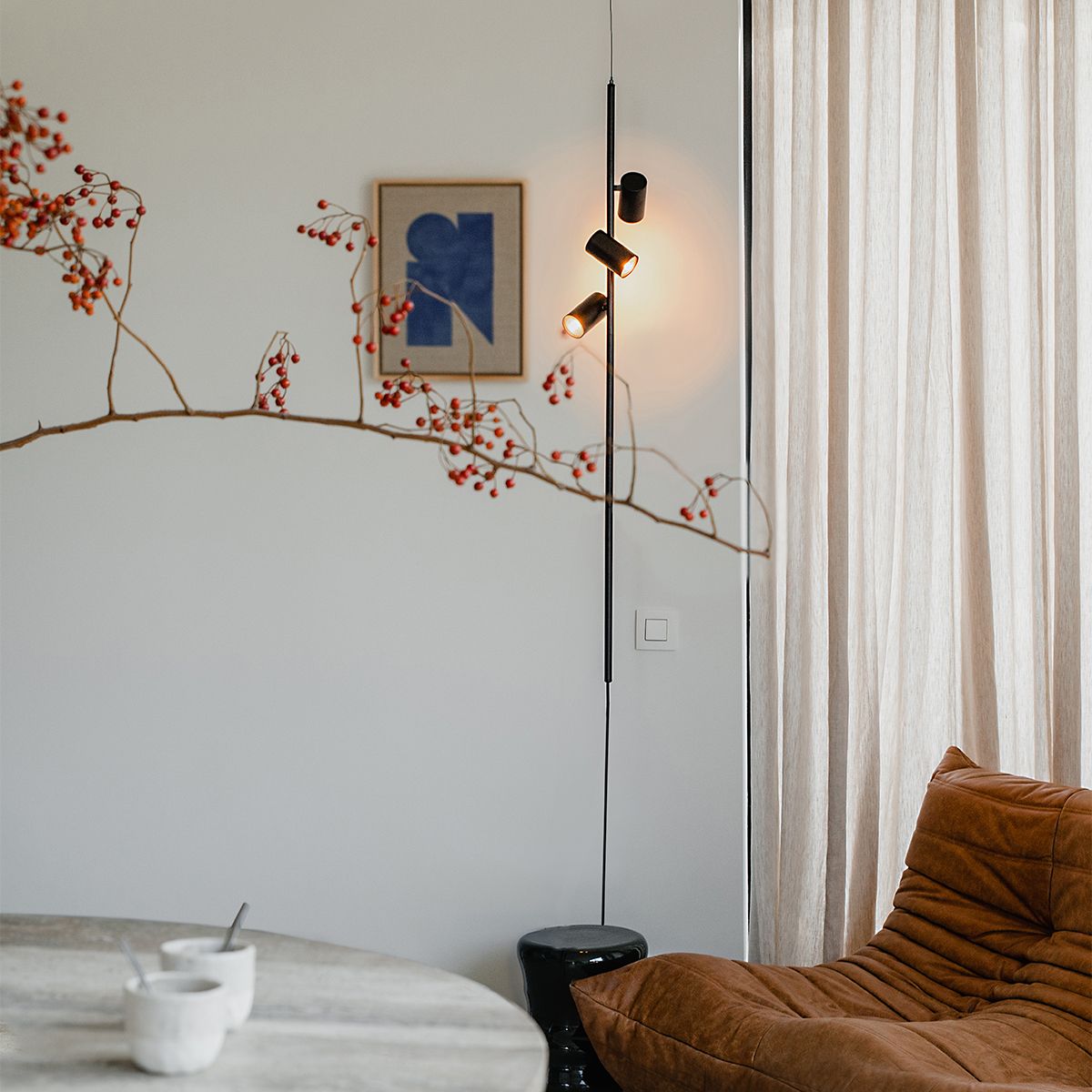Hanglamp zwart met voetschakelaar 3-lichts - Jeana Luxe