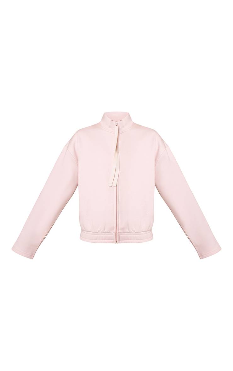 Rose Bébé Sweat-shirt À Col Cheminée Avec Cordon De Serrage Contrasté