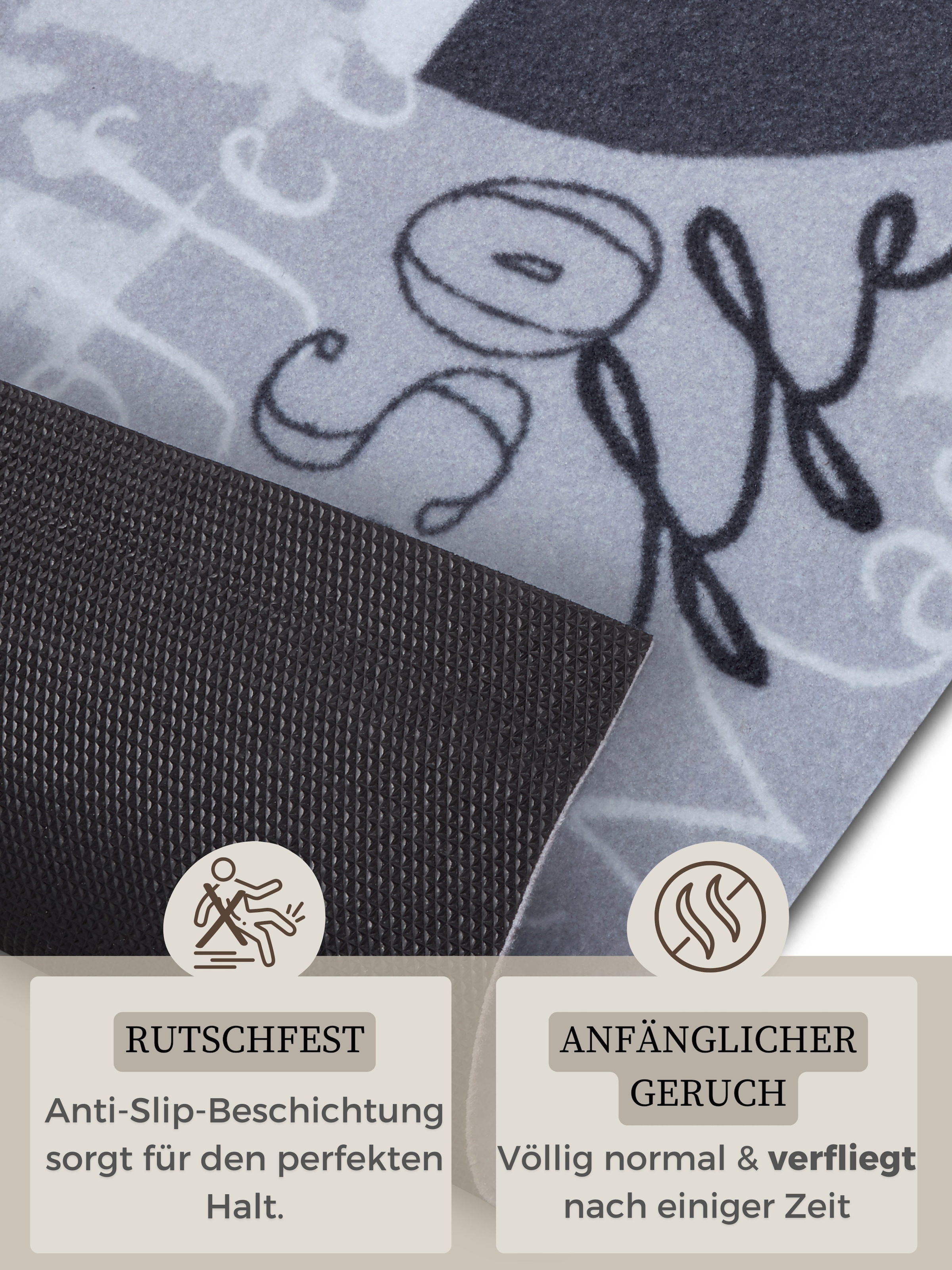 HANSE Home Küchenläufer »I Like Espresso« rechteckig 3 mm Höhe Läufer, Rutschfest, Küchenteppich, Küche, Teppich, Pflegeleicht