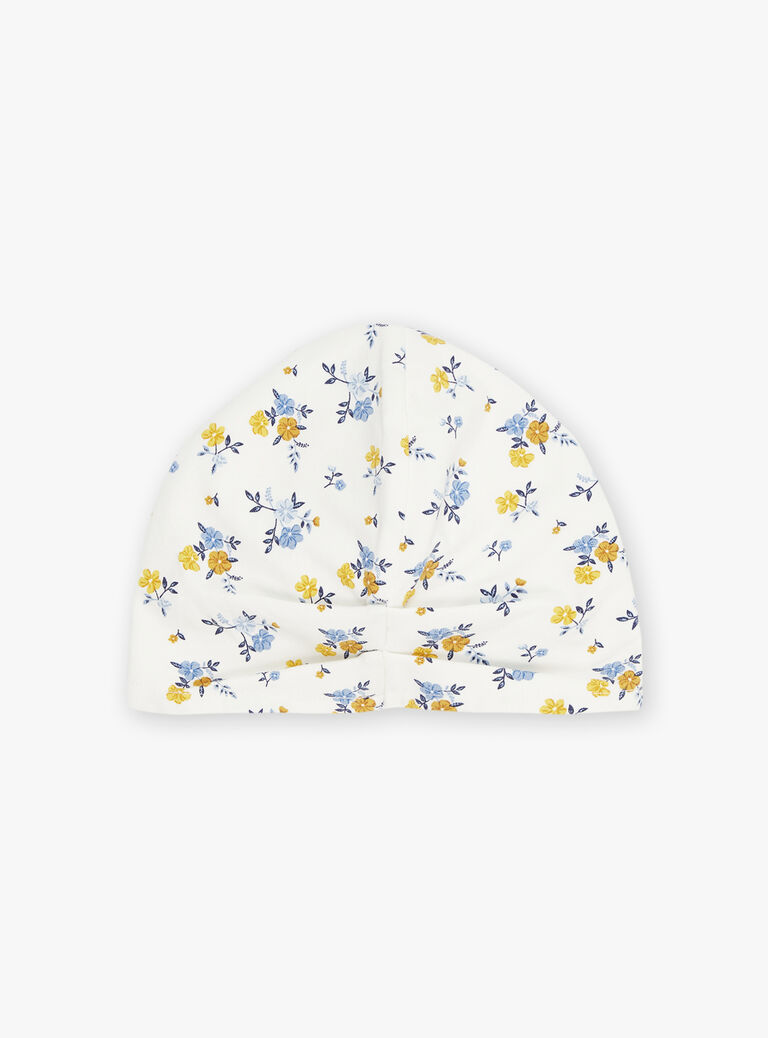 Bonnet écru à imprimé fleuri