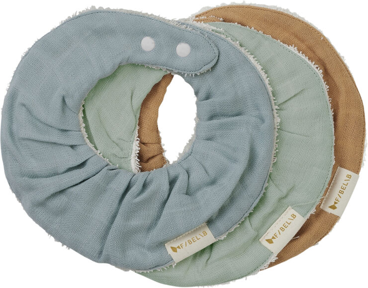 Fabelab Ruffle bib - Cottage Blue Mix - 3 pack Multi colours