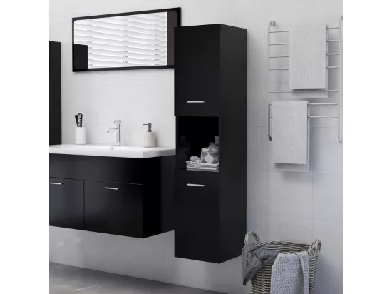 Armoire de salle de bain Noir 30x30x130 cm Bois d’ingénierie