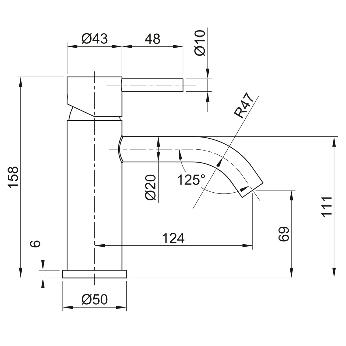 Sapho Minimal wastafelkraan RVS