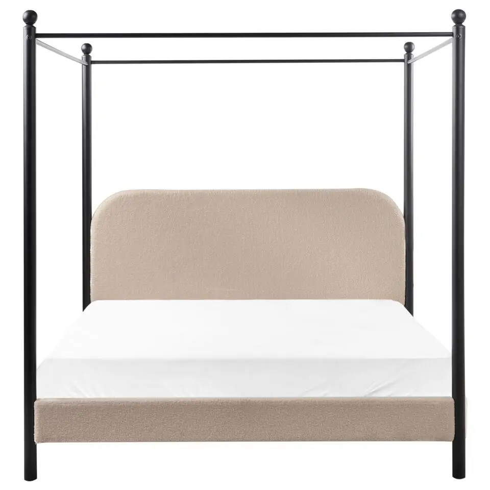 DANNEMOIS - Tweepersoonsbed - Taupe - 160x200 cm - Bouclé