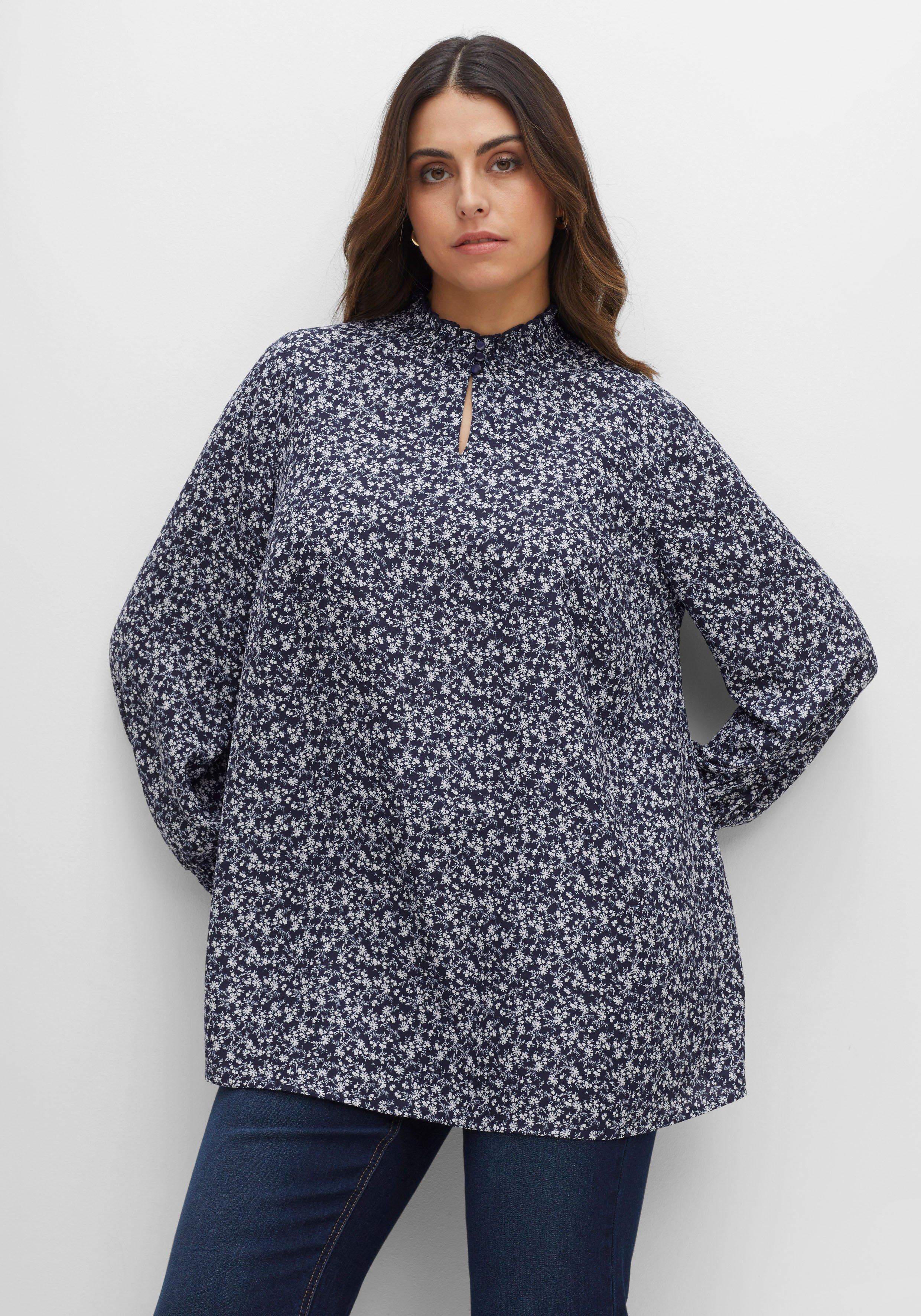 Tunika in A-Linie mit Millefleurs-Print, aus Chiffon