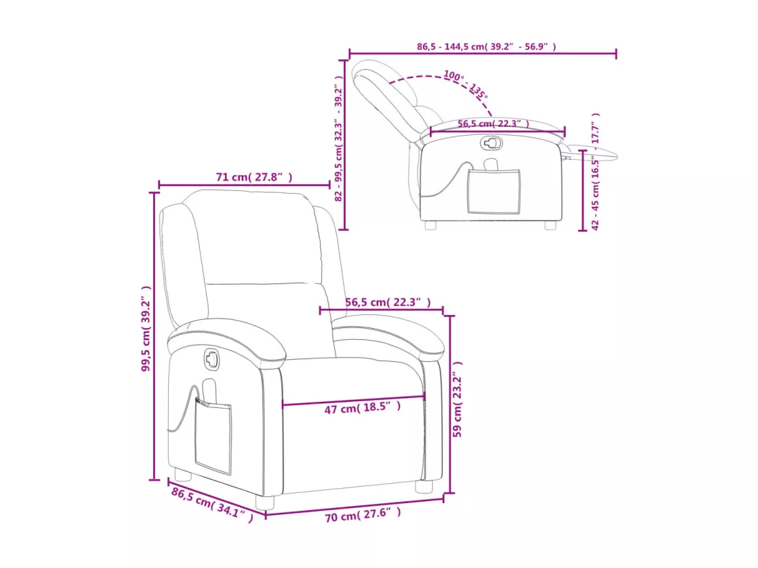Fauteuil de massage inclinable Cappuccino Similicuir