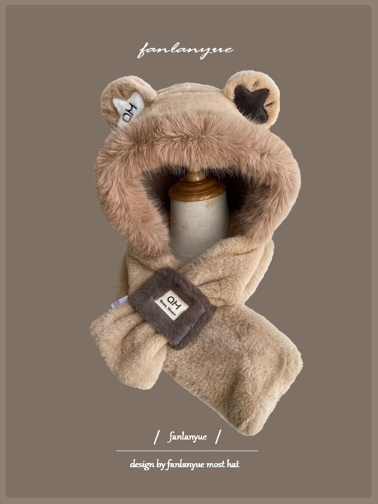 Zaalouk - Bear Ear Fluffy Hooded Scarf