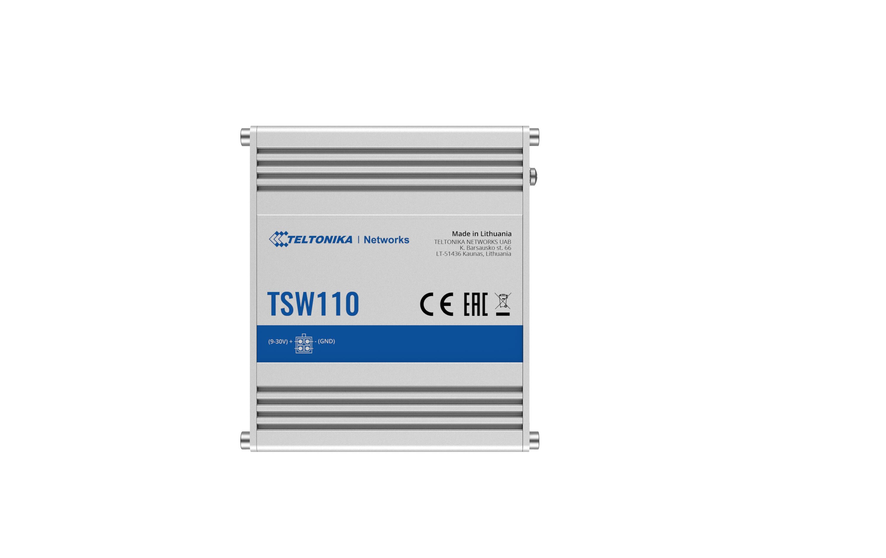 Switch TSW110 5 PortTSW110 Industrieswitch, Layer2 unmanaged 5x GE, 4Pin DC 9 - 30 V DC, DIN&Wand Montage