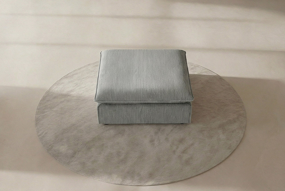 Großer Sitzhocker HEAVEN 100cm hellgrau Cord Federkern Sofahocker abnehmbarer Bezug