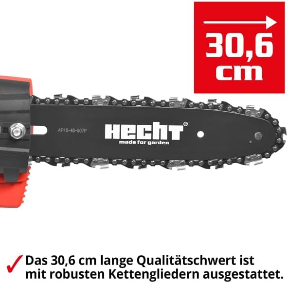 HECHT Elektro-Hochentaster 971 W Ast-Kettensäge Profi-Astsäge Teleskop Motorsäge inkl. Tragegurt (750 Watt, Schwertlänge: 24 cm, Arbeitshöhe: bis ca 4 m)