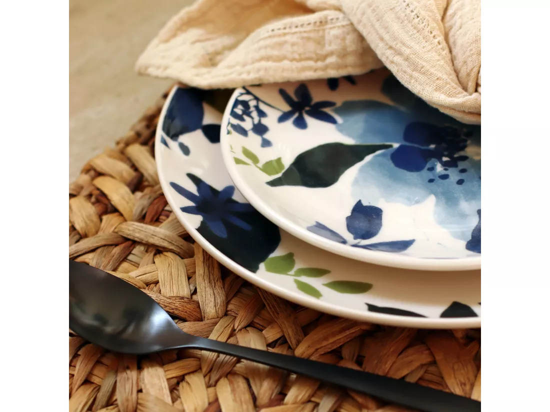 Novastyl - Lot 6 Assiettes A Dessert Bleuet 19cm En Gres