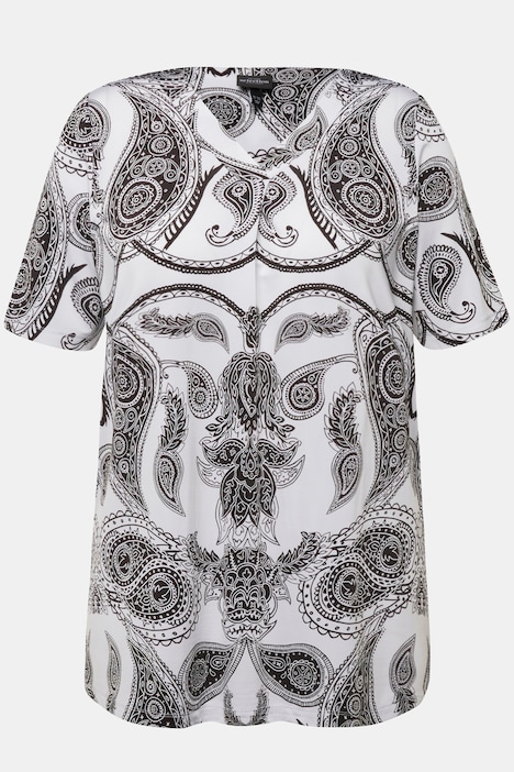 Slinkyshirt, Paisleymuster, V-Ausschnitt, Halbarm