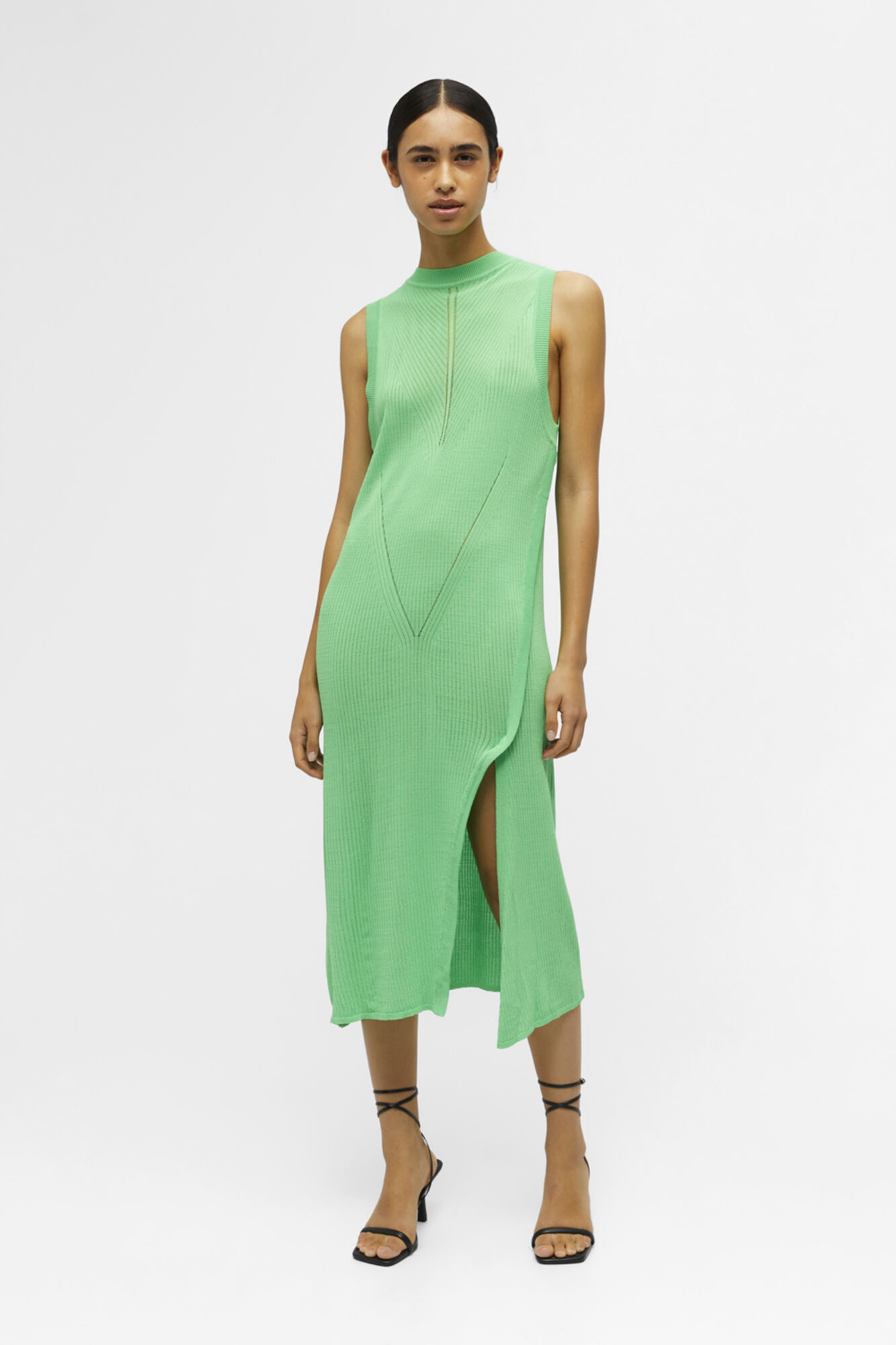 Vestido midi de tricô - Verde