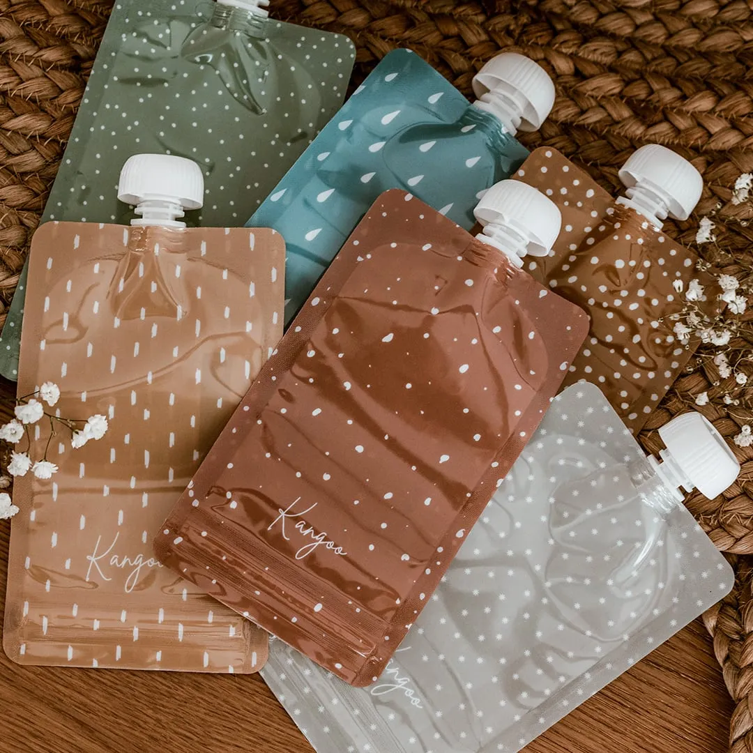 Kangoo et cie Pochettes à compote réutilisables Neutral 6x (4oz)