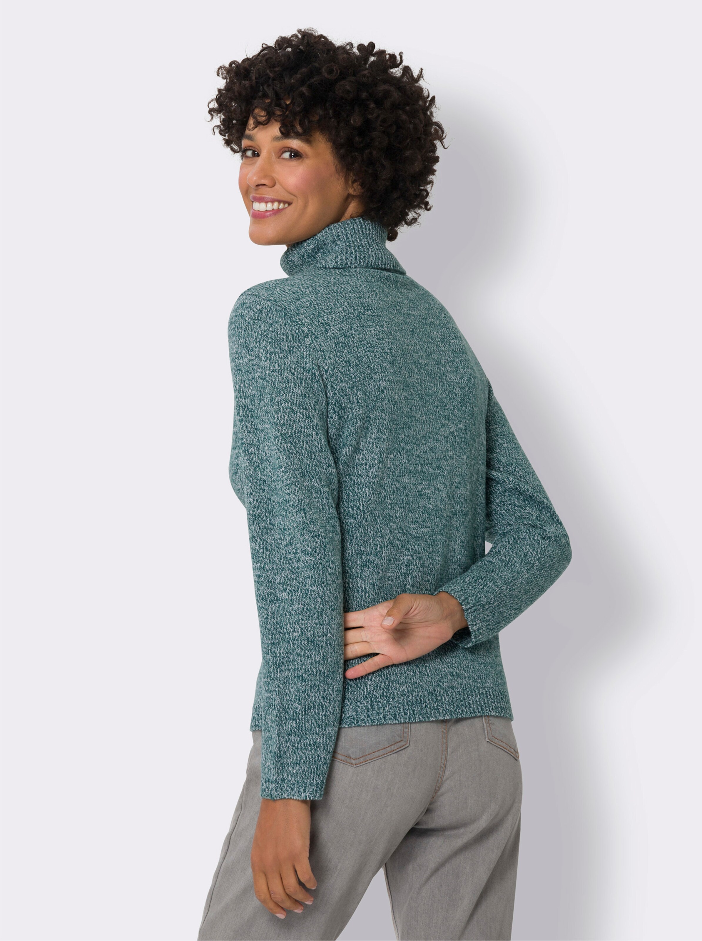 Rollkragenpullover in Melange-Optik