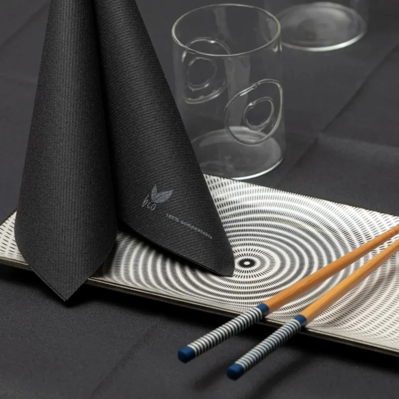 RO.IAL - Serviette de table bio - 40x40- Airlaid - noir - x800