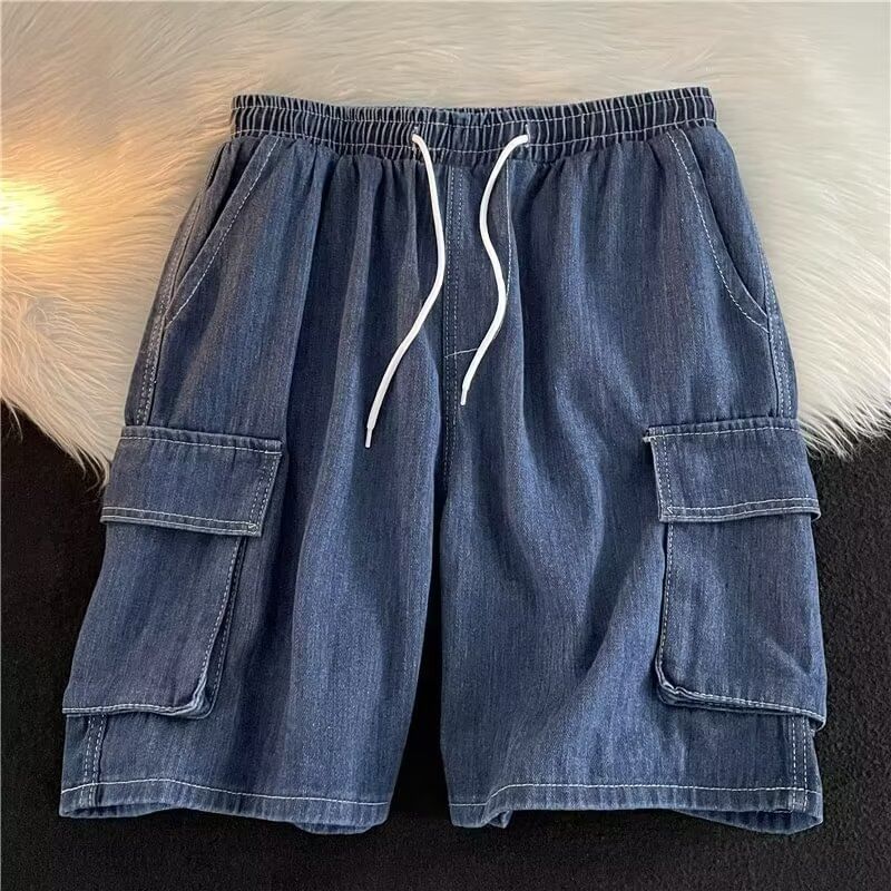 DuckleBeam - Denim Cargo Shorts met trekkoordtaille