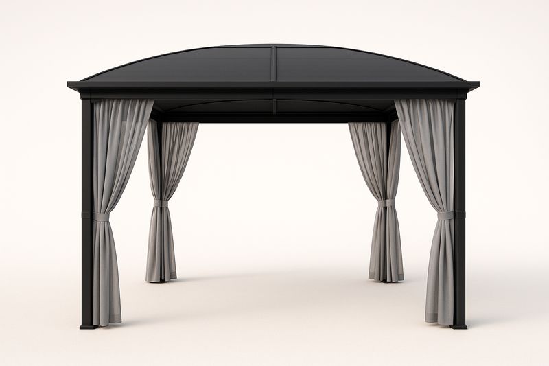 Aluminium Gartenpavillon mit Vorhängen Anthrazit/Grau 300x300x260 cm(B×T×H)