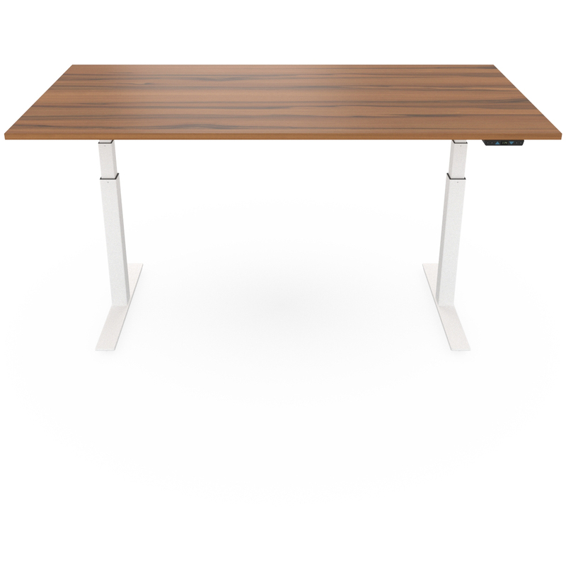 Elektrisch höhenverstellbarer Schreibtisch VEROM, Gestellfarbe weiss, 200 x 80 cm, Furnier Nussbaum