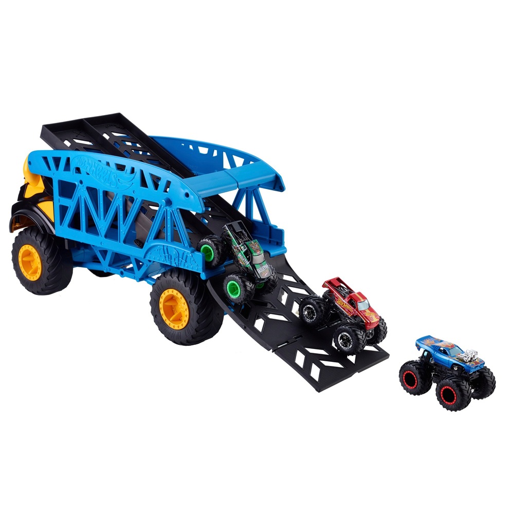 Hot Wheels Monster Mover und 3 Monster Trucks