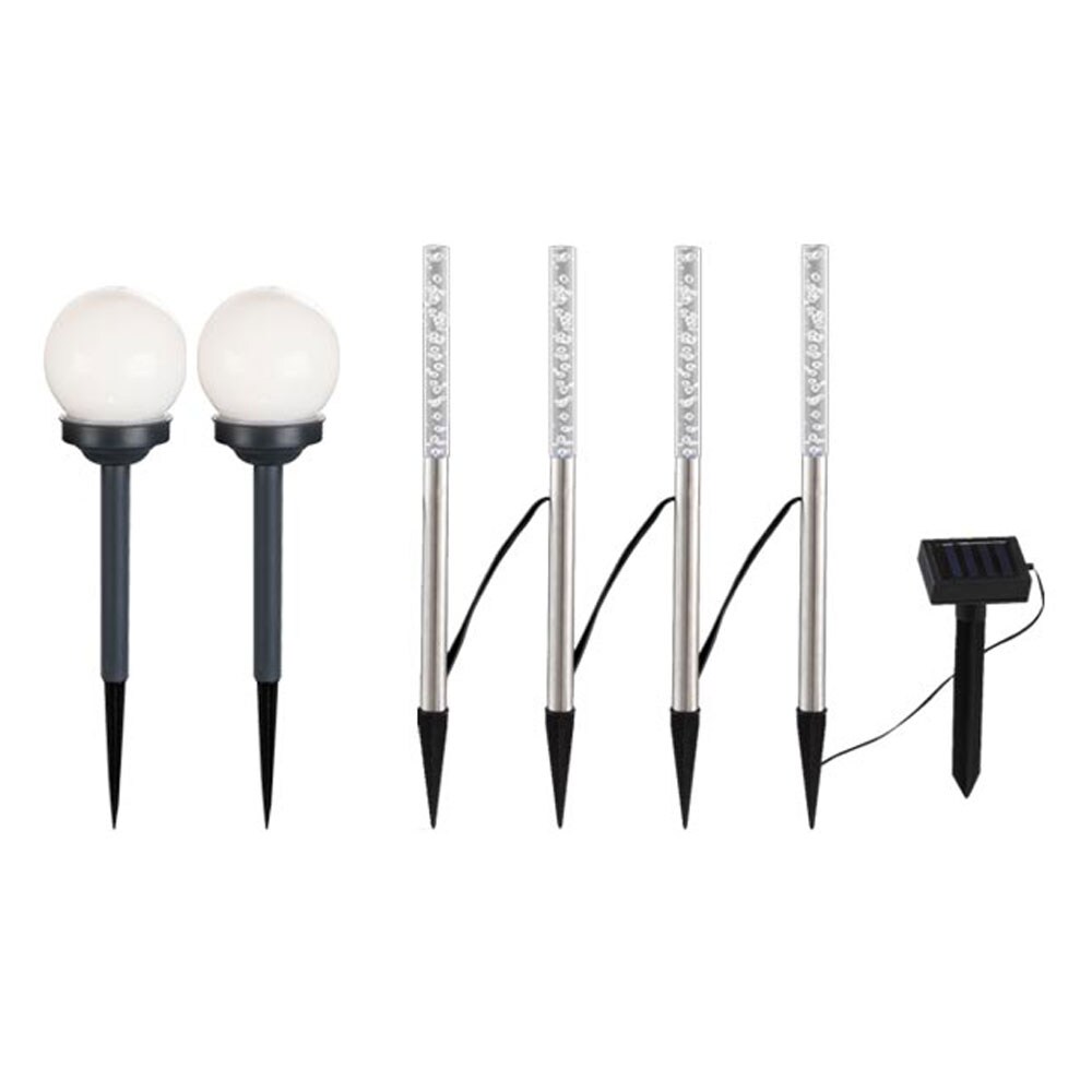 6er Set LED Solar Steckleuchten in Edelstahl