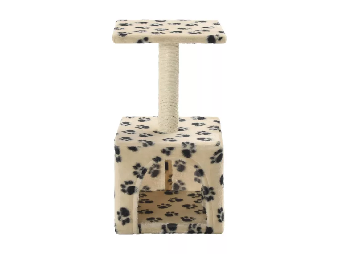 Arbre à chat avec griffoirs en sisal 55 cm Beige Motif de pattes