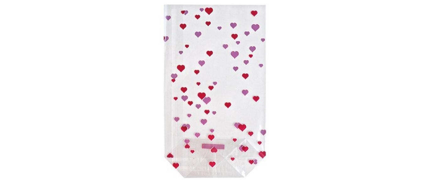 Geschenktüte Herzen Mehrfarbig, 11.5 x 19 cmDekoratives Geschenkbeutel mit Verschlussclip