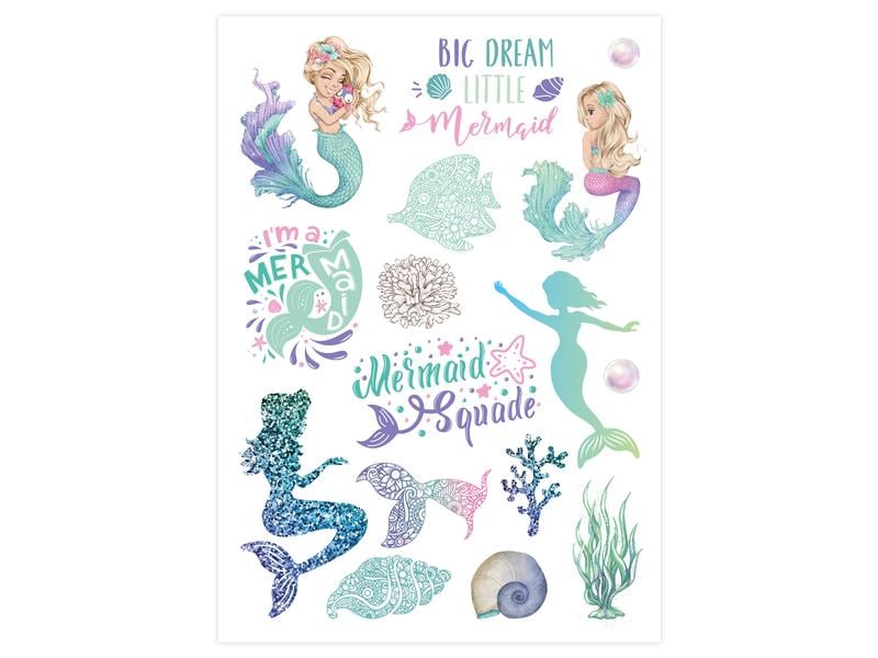 Papierdrachen Tattoo Set Metallic – Meerjungfrauen 6 Bögen