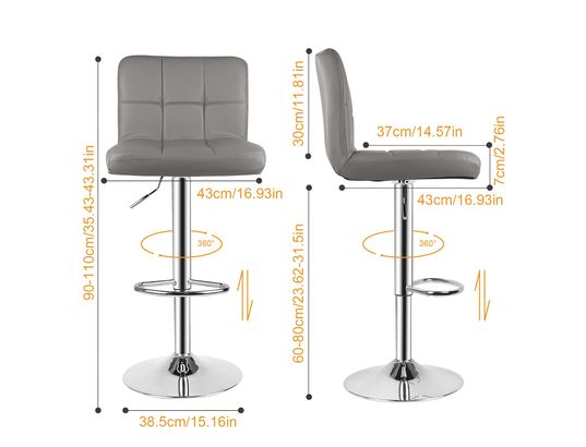 RATTANTREE - Tabouret de bar haut pivotant gris lot de 2