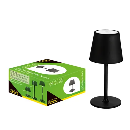 Idena LED Tischleuchte mit Akku in schwarz, 37cm, dimmbar