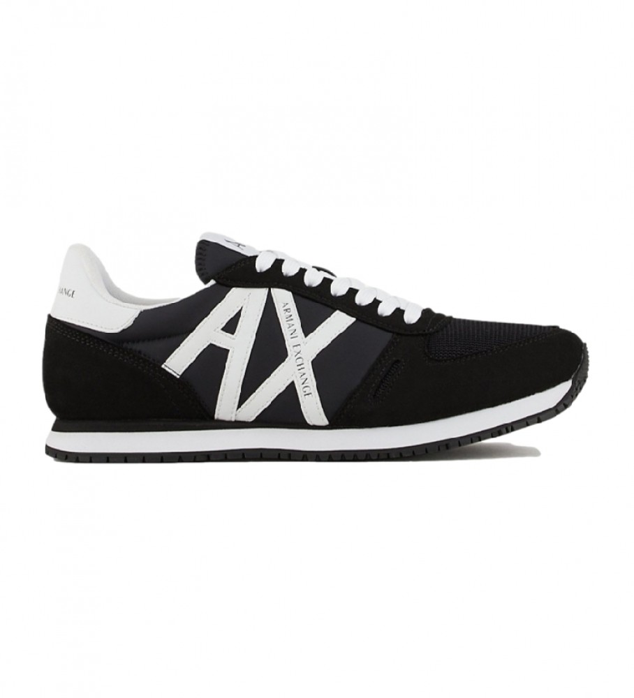 Tênis de corrida retrô Armani Exchange com logo preto