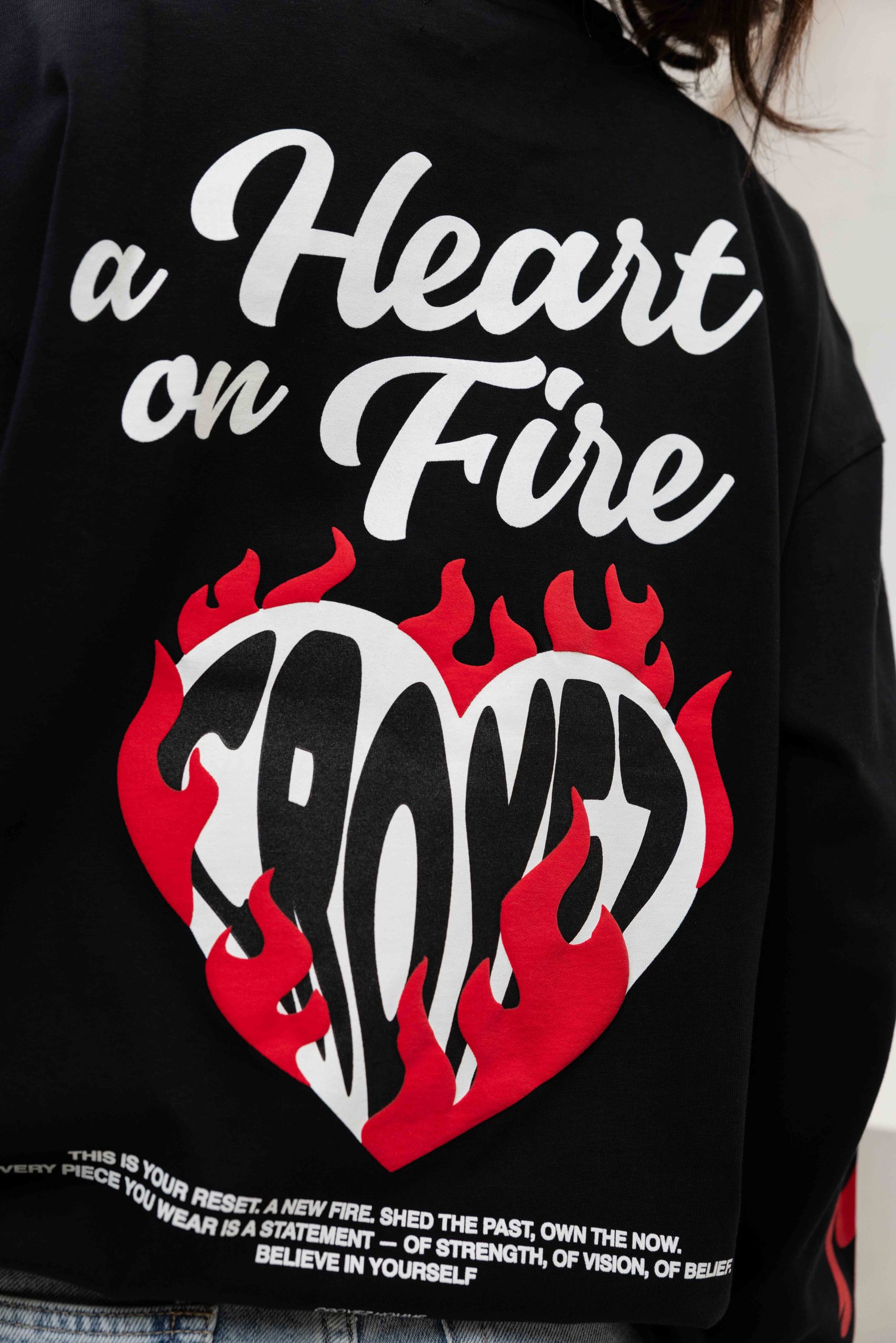 Croyez Heart On Fire Longsleeve T-Shirt Dames Zwart