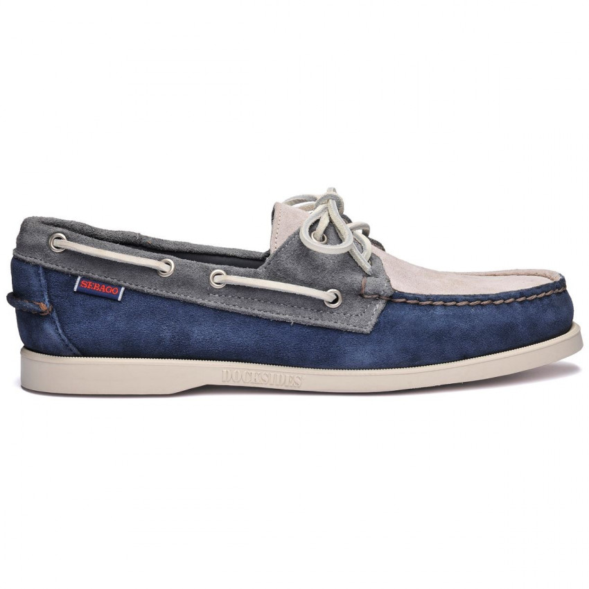 DOCKSIDES PORTLAND JIB Navy-DarkGrey-MidGrey-Chaussures bateau pour homme en suede marine et gris Portland