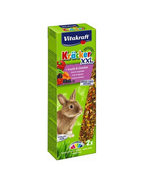 Vitakraft Dwergkonijnkräcker Xxl - Knaagdiersnack - Fruit Groente 2 stuks
