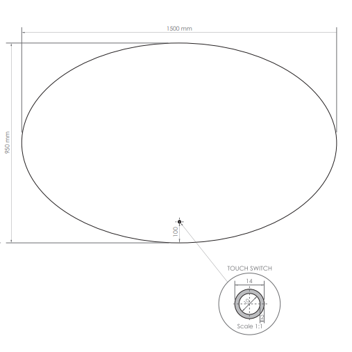 Sanigoods Roan ovale spiegel met LED-verlichting 150x95cm