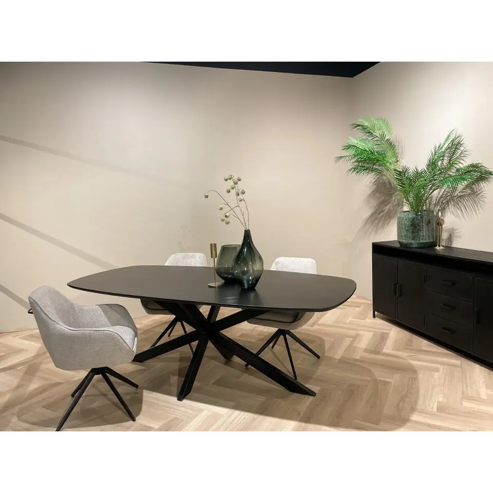 Livingfurn - Eetkamertafel Jesper Deens Ovaal Zwart 210cm - Mangohout