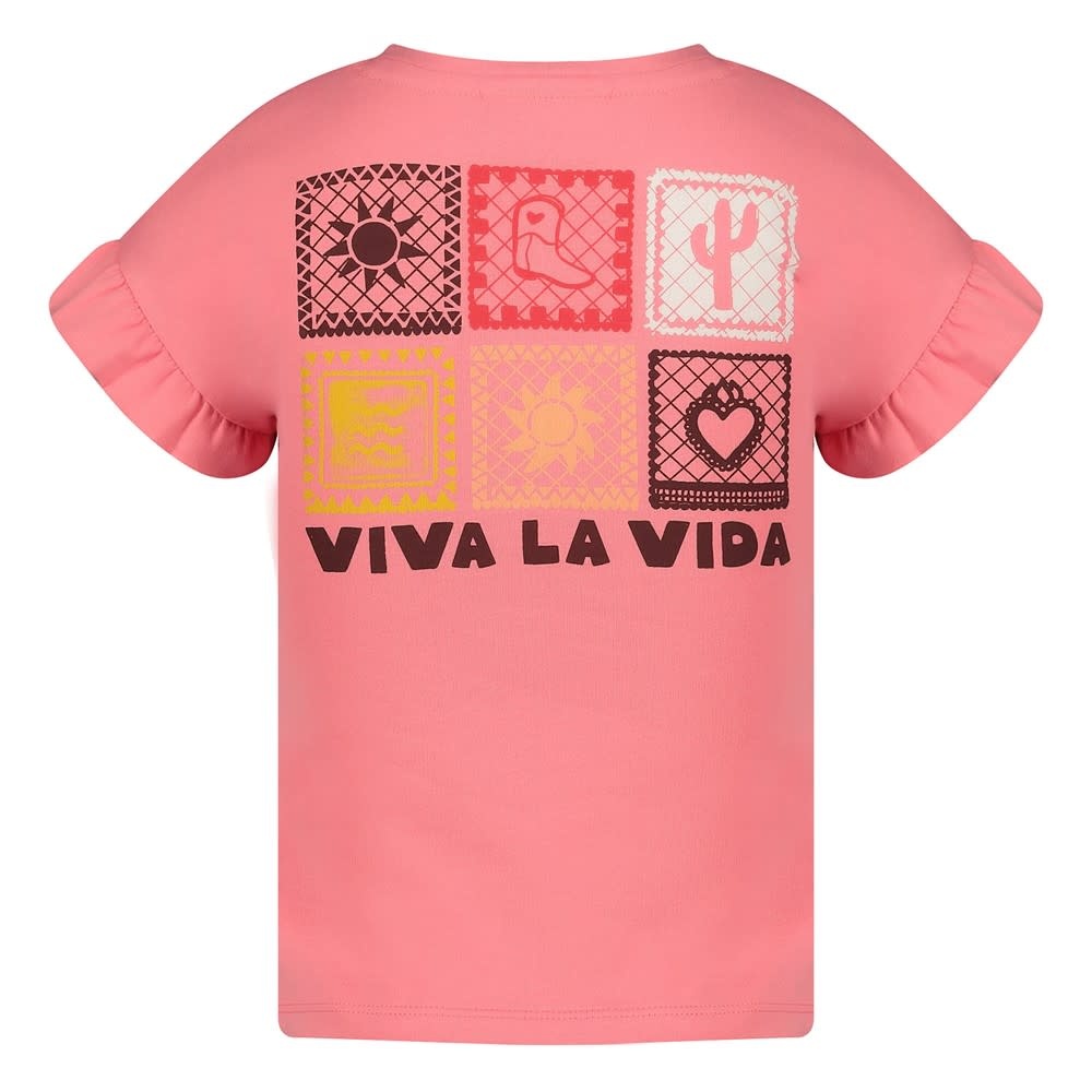 Jubel Jubel t-shirt met backprint - Salsa Sunset roze