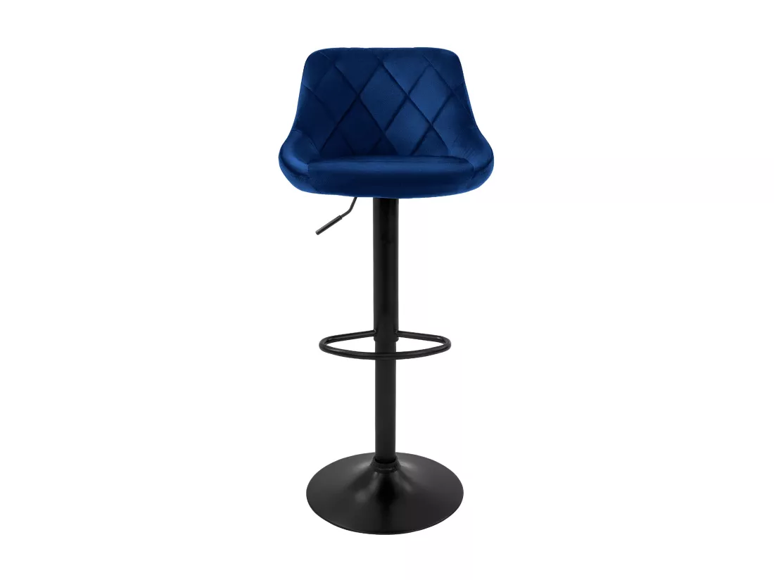 Lot 4 tabourets de bar rembourrées velours chaise bleu hauteur réglable 62-82cm