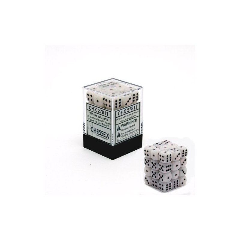 Pack de 36 dés 6 * nacre * BLANC