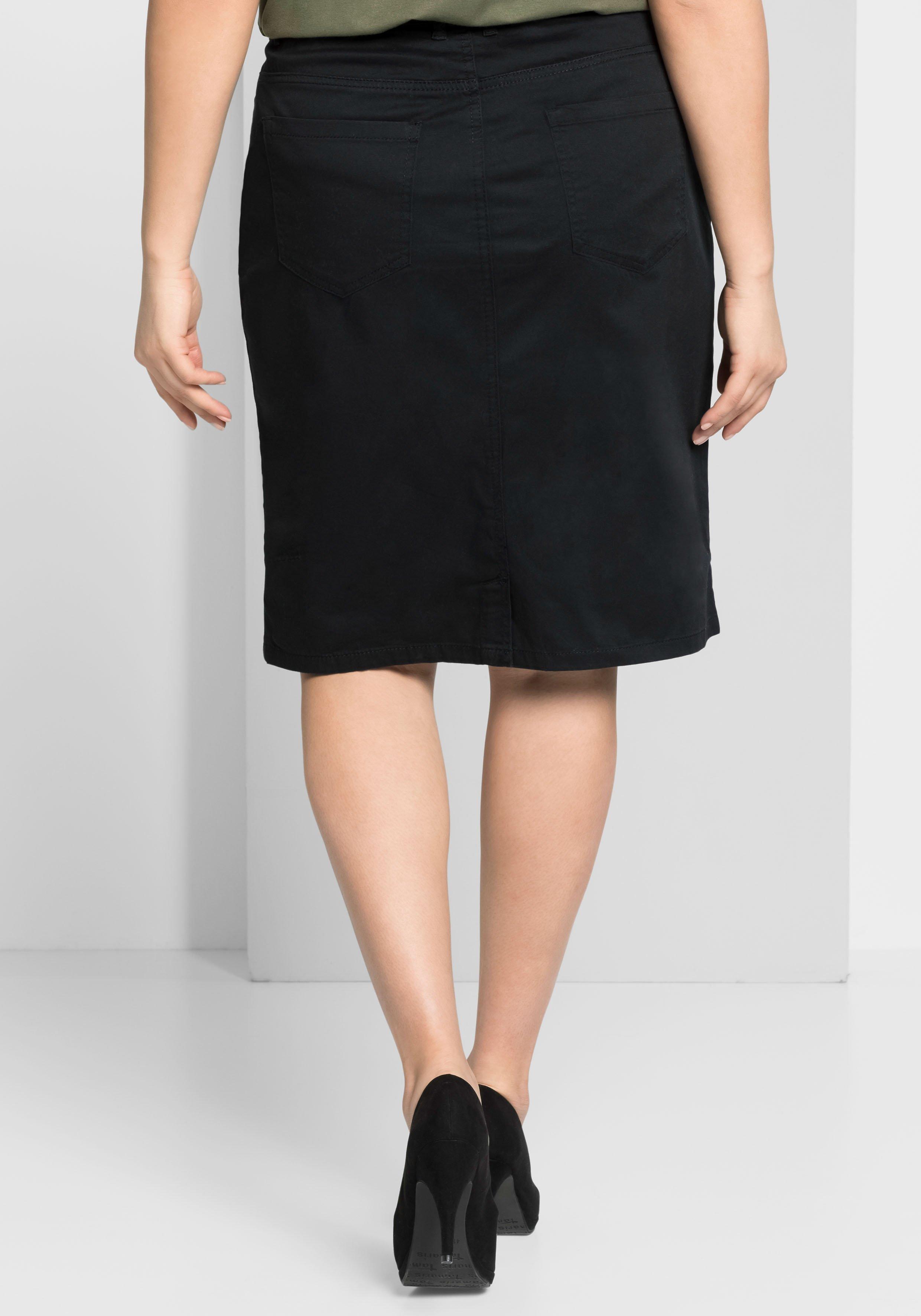 Rock in kniefreier Länge, aus Baumwoll-Twill