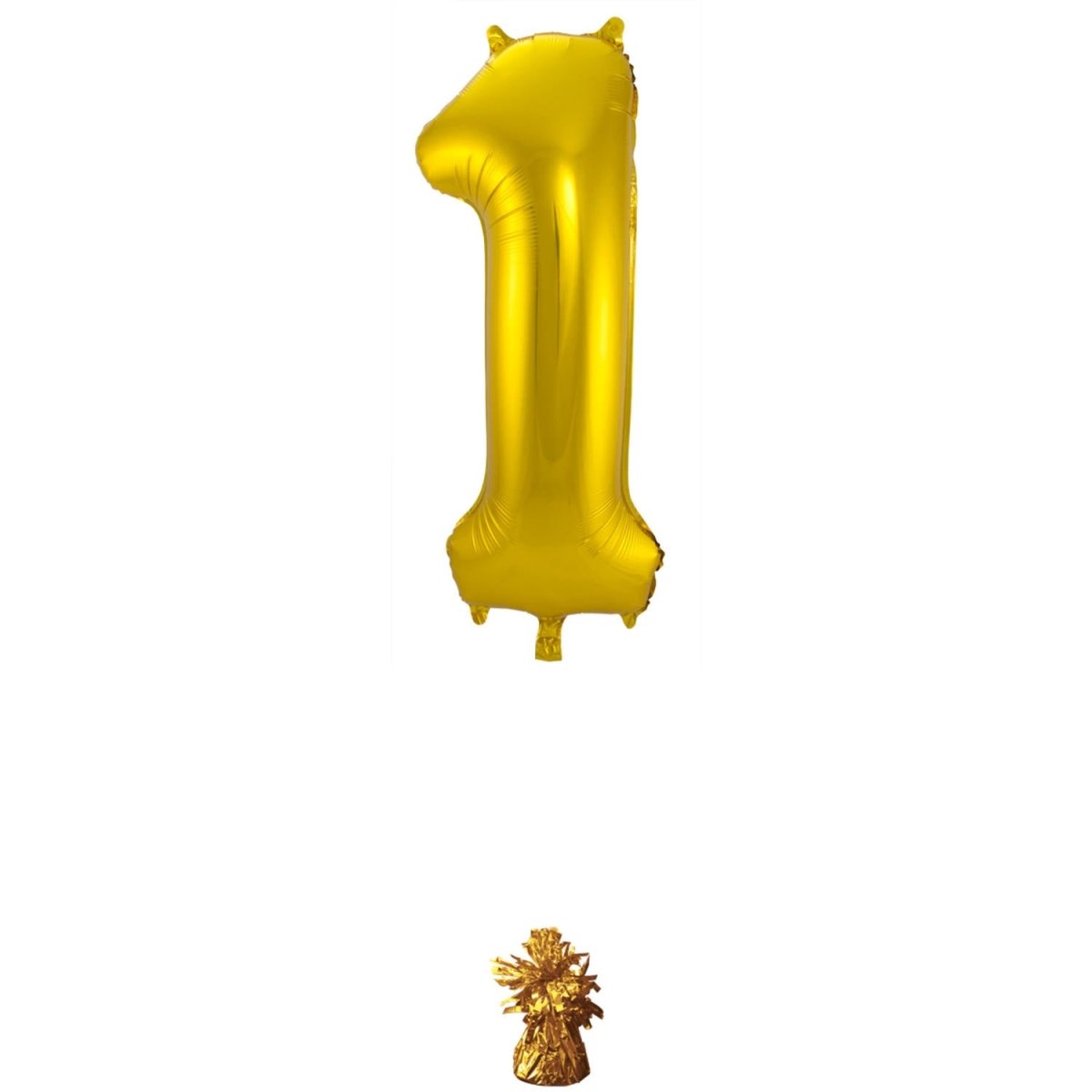 Folie Ballon Cijfer 1 Goud Metallic XL 86cm leeg