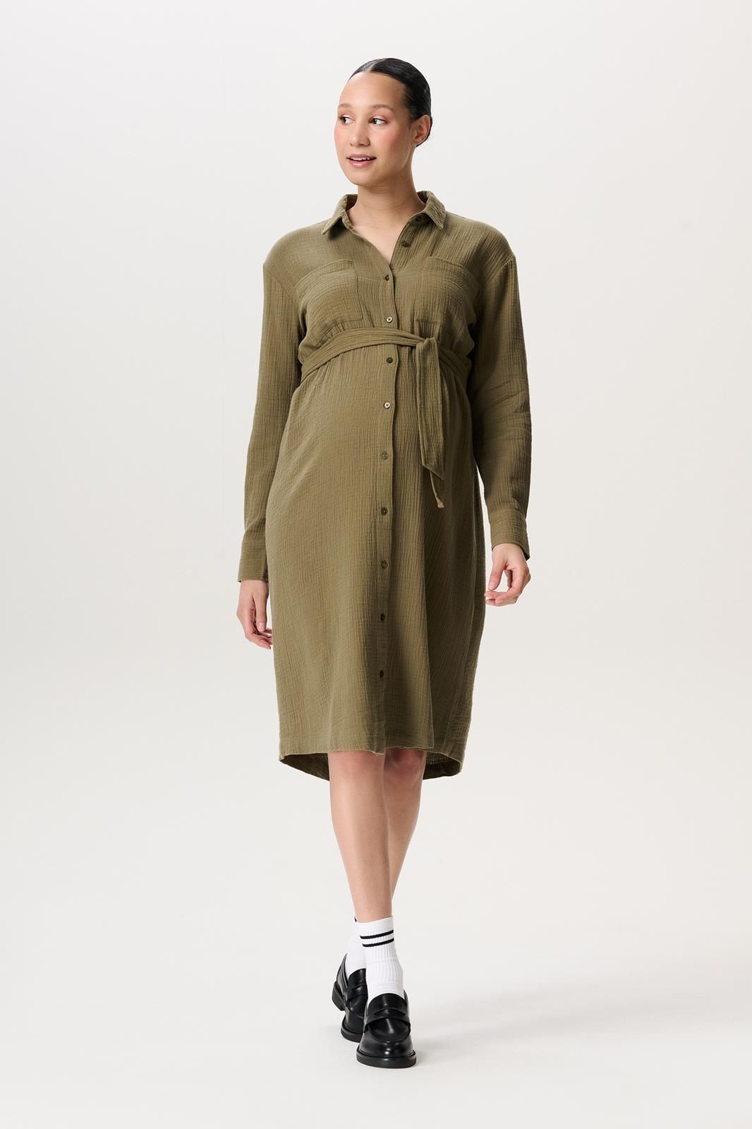 Noppies Maternity Jurk met voedingsfunctie Vejen - Dark Olive