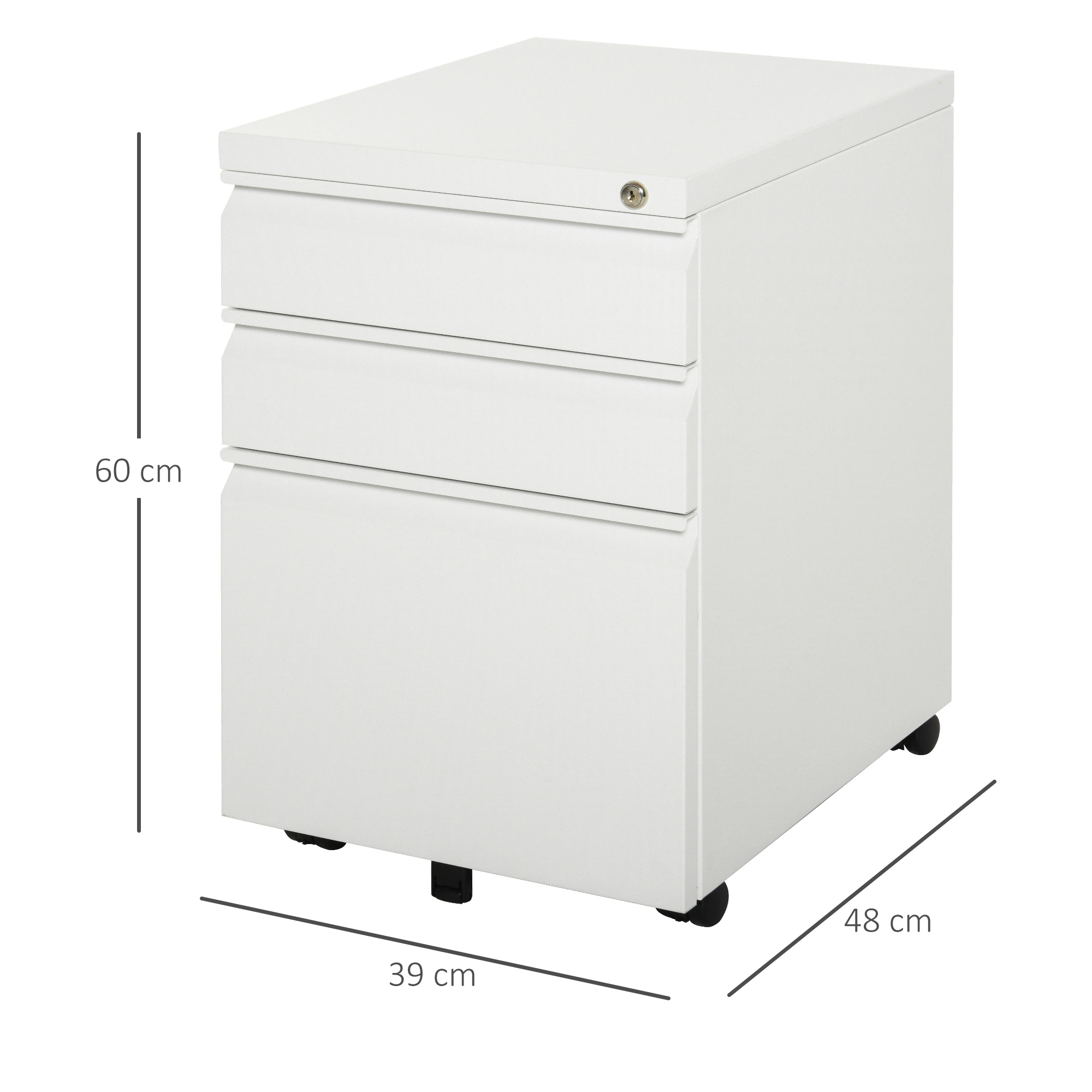 Vinsetto Rollcontainer mit Schubladen und Ablagefläche 39 x 48 x 60 cm (BxTxH)