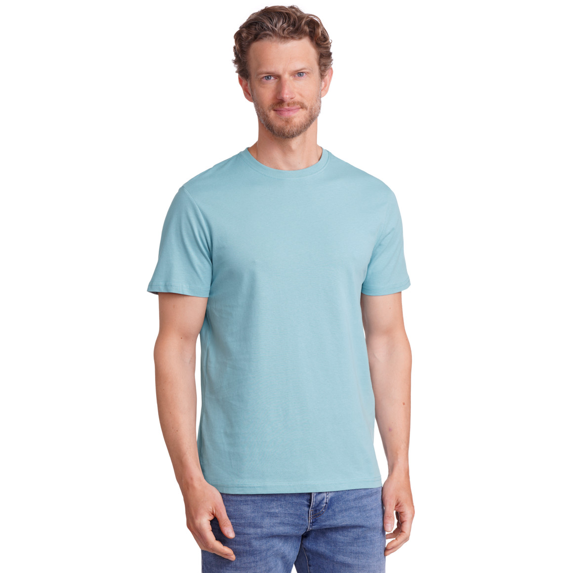 Famy 3 Herren T-Shirts im Basic-Look salbei / dunkelblau / weiss